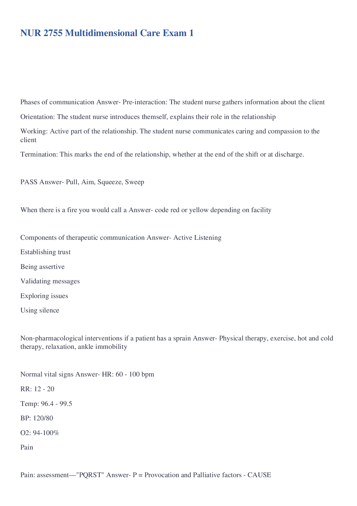 Preview image of NUR 2755 Multidimensional Care Exam 1 document